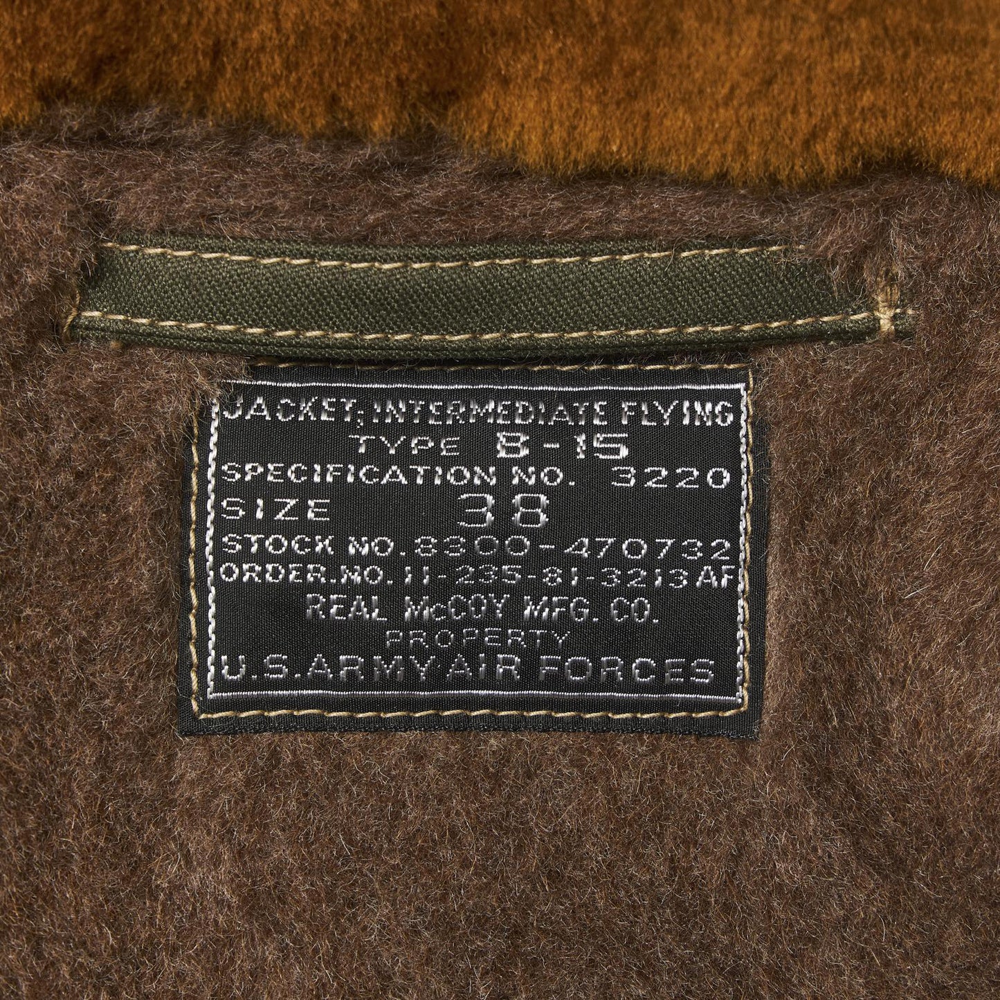 ザ リアルマッコイズ MJ23109 TYPE B-15 REAL McCOY MFG. CO. オリーブ / 150 メンズ フライトジャケット ミリタリー ボンバージャケット