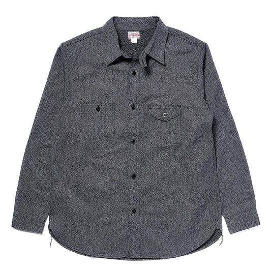 THE REAL McCOY'S,JOE McCOY 8HU CIGARETTE POCKET MOCK-TWIST CHAMBRAY WORK SHIRT