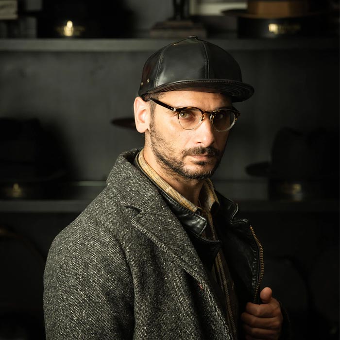 ミスターファットマン 5224012 CLARION KING レザー ショートブリム キャップ  ブラック