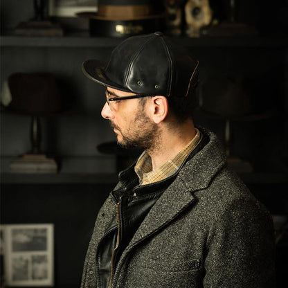 ミスターファットマン 5224012 CLARION KING レザー ショートブリム キャップ  ブラック