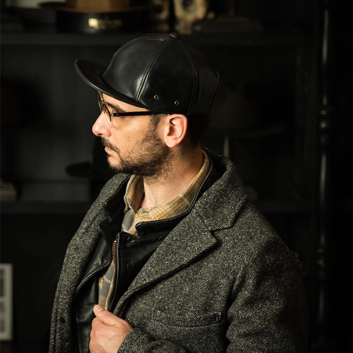 ミスターファットマン 5224012 CLARION KING レザー ショートブリム キャップ  ブラック