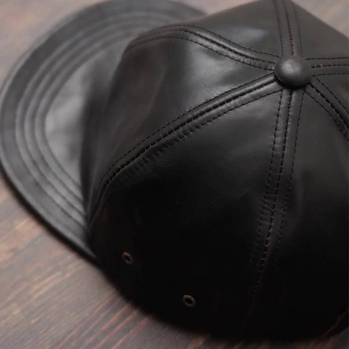 ミスターファットマン 5224012 CLARION KING レザー ショートブリム キャップ  ブラック
