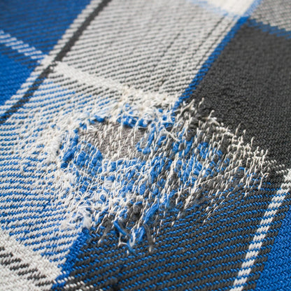 バウワウ BW2302-RAFS REPAIR AGEING FLANNEL SHIRTS BLUE DAMAGE AGEING ヴィンテージネルシャツ ブルー メンズ