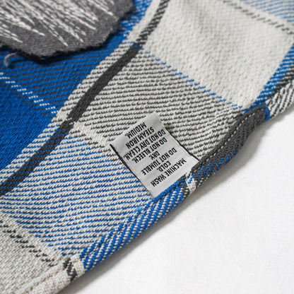 バウワウ BW2302-RAFS REPAIR AGEING FLANNEL SHIRTS BLUE DAMAGE AGEING ヴィンテージネルシャツ ブルー メンズ