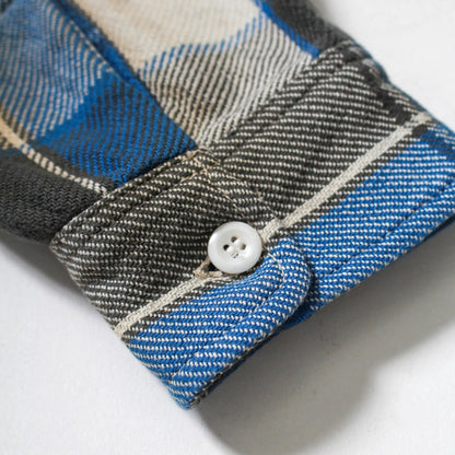 バウワウ BW2302-RAFS REPAIR AGEING FLANNEL SHIRTS BLUE DAMAGE AGEING ヴィンテージネルシャツ ブルー メンズ
