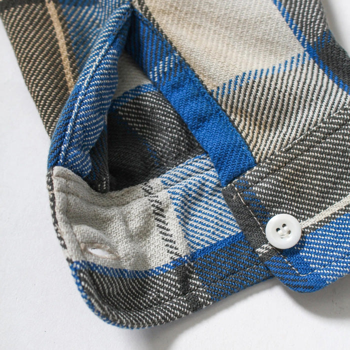 バウワウ BW2302-RAFS REPAIR AGEING FLANNEL SHIRTS BLUE DAMAGE AGEING ヴィンテージネルシャツ ブルー メンズ