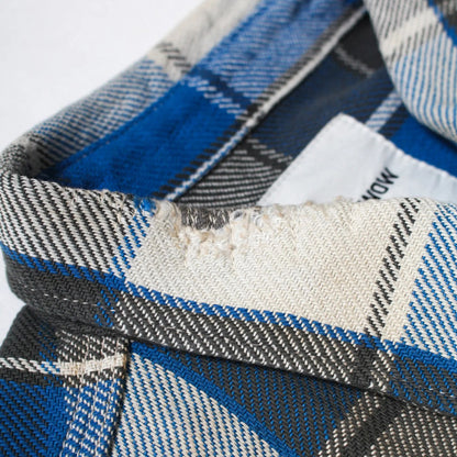 バウワウ BW2302-RAFS REPAIR AGEING FLANNEL SHIRTS BLUE DAMAGE AGEING ヴィンテージネルシャツ ブルー メンズ