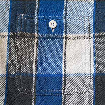 バウワウ BW2302-RAFS REPAIR AGEING FLANNEL SHIRTS BLUE DAMAGE AGEING ヴィンテージネルシャツ ブルー メンズ