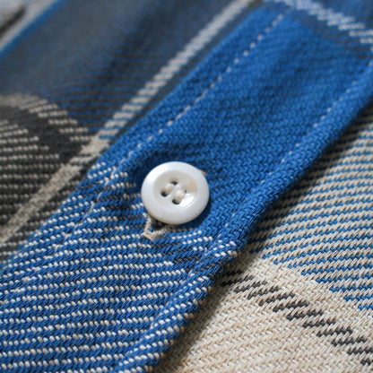 バウワウ BW2302-RAFS REPAIR AGEING FLANNEL SHIRTS BLUE DAMAGE AGEING ヴィンテージネルシャツ ブルー メンズ