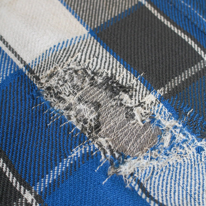バウワウ BW2302-RAFS REPAIR AGEING FLANNEL SHIRTS BLUE DAMAGE AGEING ヴィンテージネルシャツ ブルー メンズ
