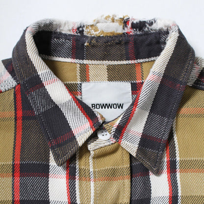 BOWWOW BW2302-RAFS REAPAIR AGEING FLANNEL SHIRTS BEIGE DAMAGE ヴィンテージネルシャツ ベージュ メンズ