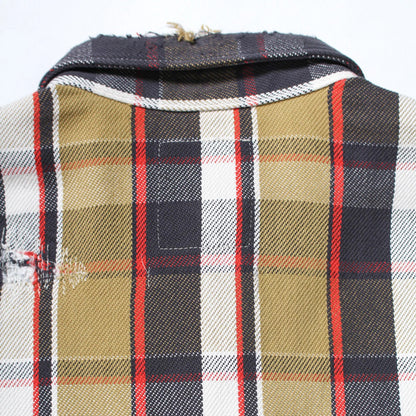 BOWWOW BW2302-RAFS REAPAIR AGEING FLANNEL SHIRTS BEIGE DAMAGE ヴィンテージネルシャツ ベージュ メンズ