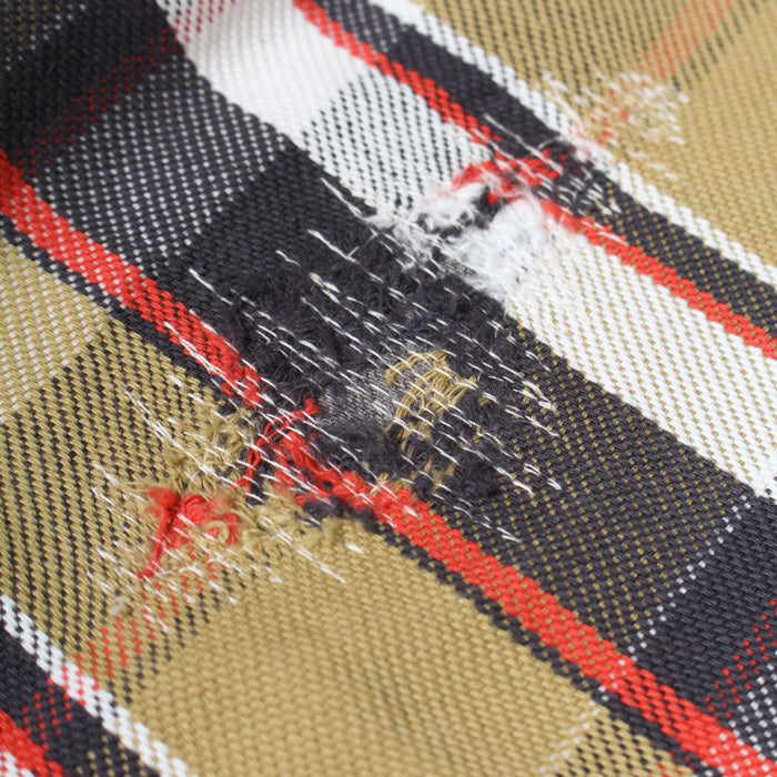 BOWWOW BW2302-RAFS REAPAIR AGEING FLANNEL SHIRTS BEIGE DAMAGE ヴィンテージネルシャツ ベージュ メンズ