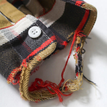 BOWWOW BW2302-RAFS REAPAIR AGEING FLANNEL SHIRTS BEIGE DAMAGE ヴィンテージネルシャツ ベージュ メンズ