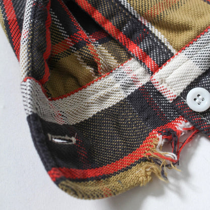 BOWWOW BW2302-RAFS REAPAIR AGEING FLANNEL SHIRTS BEIGE DAMAGE ヴィンテージネルシャツ ベージュ メンズ