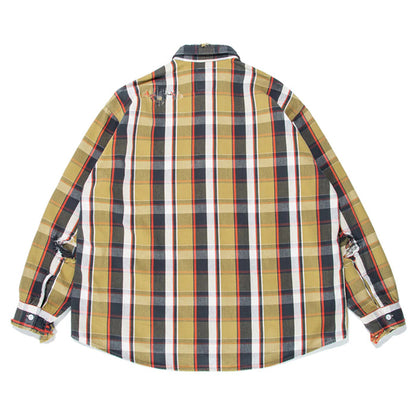 BOWWOW BW2302-RAFS REAPAIR AGEING FLANNEL SHIRTS BEIGE DAMAGE ヴィンテージネルシャツ ベージュ メンズ