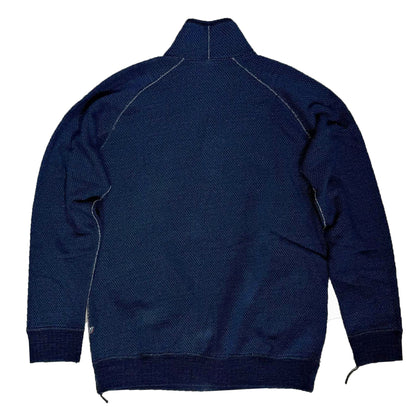 Yarn Dyed Indigo Shawl Collar Sweatshirt:Sashiko