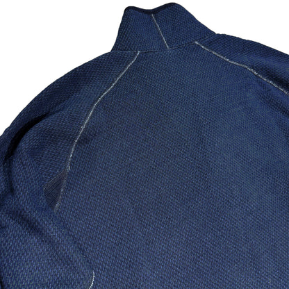Yarn Dyed Indigo Shawl Collar Sweatshirt:Sashiko