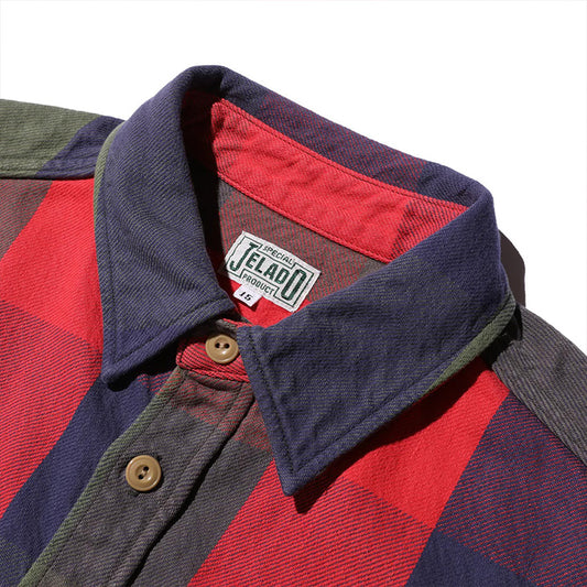 ジェラード JP82125 Union Worker Shirt Short Length ウォーターメロン メンズ ネルシャツ ショート丈 ユニオンワークシャツ チェック 長袖 フランネル