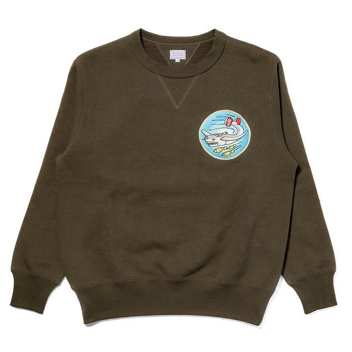 THE REAL McCOY'S,JOE McCOY MILITARY PRINT SWEATSHIRT / JOLLY ROGER:OLIVE