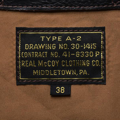 ザ リアルマッコイズ MJ22001 TYPE A-2 REAL McCOY MFG. CO.(MODEL 220) フライトジャケット ミリタリー レザージャケット ホースハイド