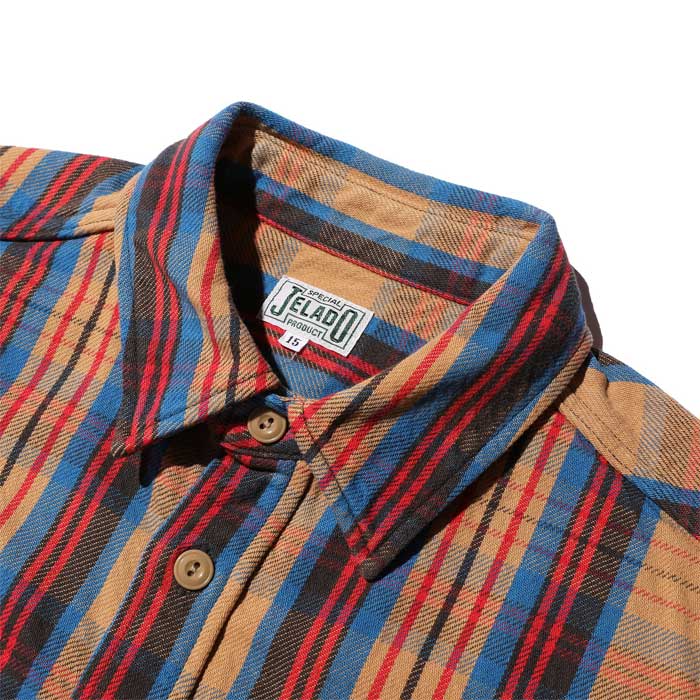 ジェラード JP82127 JP82128 Union Worker Shirt Regular Length ピーナツ メンズ ネルシャツ レギュラー丈 ユニオンワークシャツ チェック 長袖 フランネル