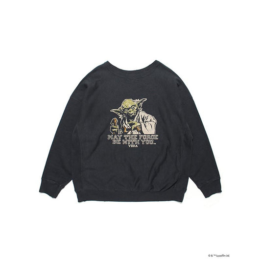 バウワウ  BW242-YSS YODA / SWEATSHIRTS LIMITED EDITION BLACK DAMAGED ヨーダ フロッキー スウェット