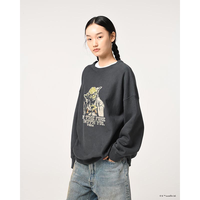 バウワウ  BW242-YSS YODA / SWEATSHIRTS LIMITED EDITION BLACK DAMAGED ヨーダ フロッキー スウェット