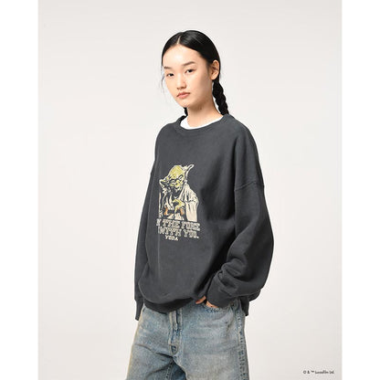 バウワウ  BW242-YSS YODA / SWEATSHIRTS LIMITED EDITION BLACK DAMAGED ヨーダ フロッキー スウェット