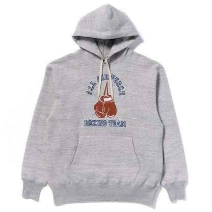 ザ リアルマッコイズ MC24108 MILITARY PRINT HOODED SWEATSHIRT / AIR FORCE BOXING TEAM グレー メンズ プリント パーカー