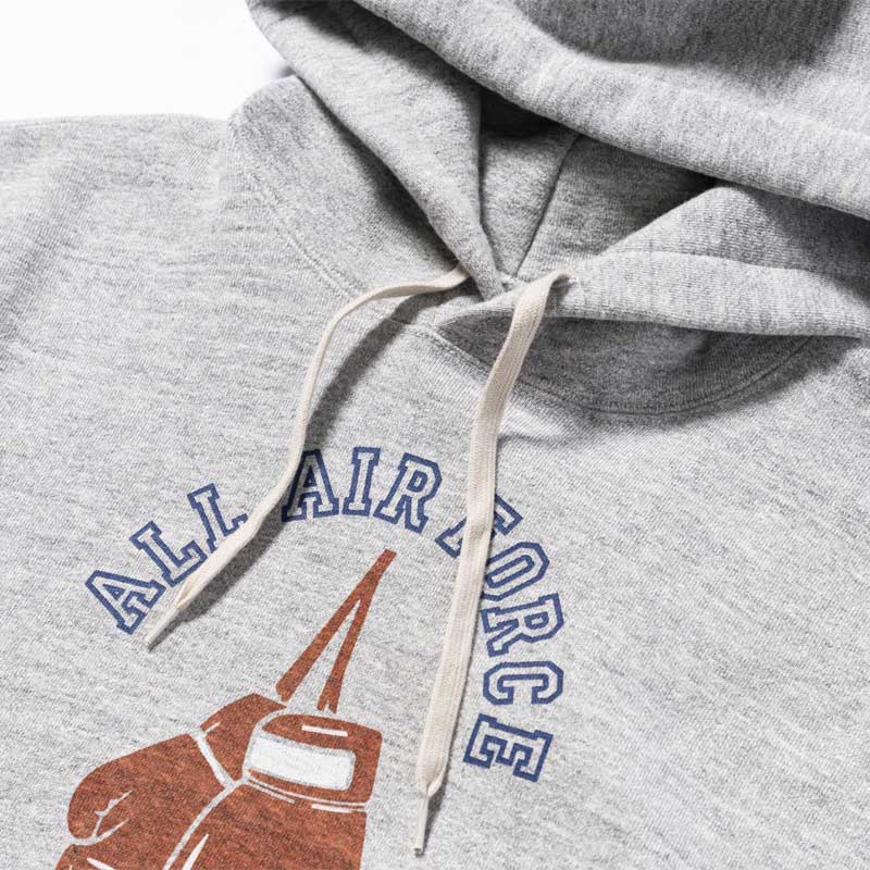 ザ リアルマッコイズ MC24108 MILITARY PRINT HOODED SWEATSHIRT / AIR FORCE BOXING TEAM グレー メンズ プリント パーカー