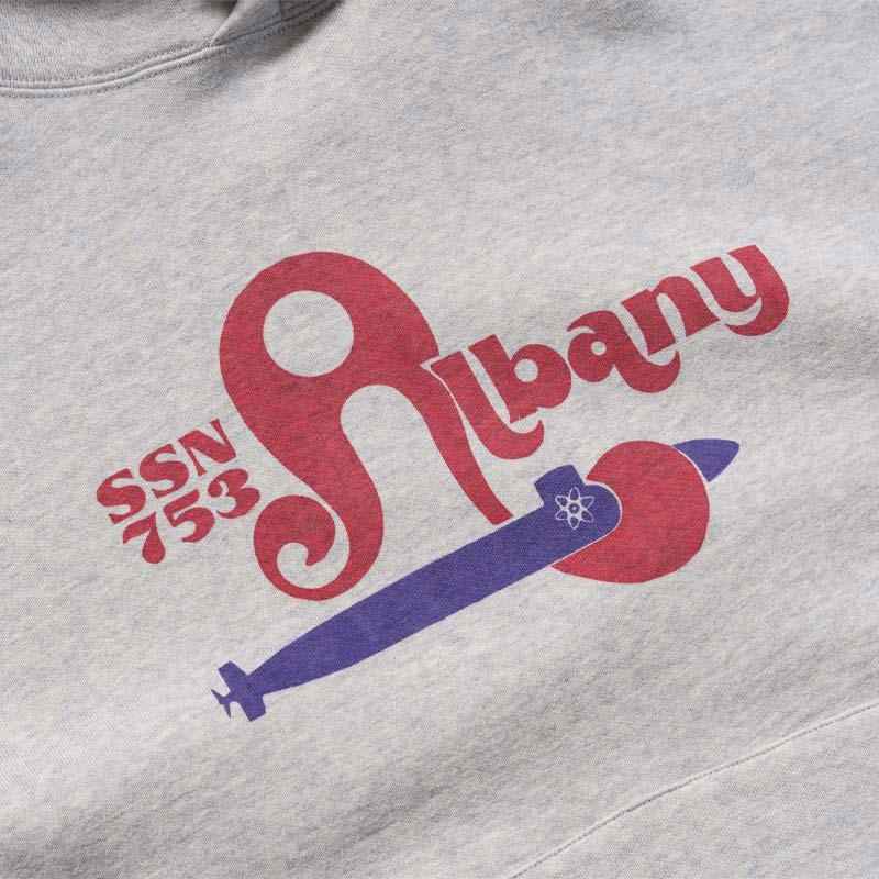 ザ リアルマッコイズ MC24109 MILITARY PRINT HOODED SWEATSHIRT / USS ALBANY スノーグレー メンズ プリント パーカー