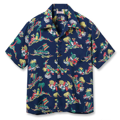 SUN SURF(サンサーフ)Lot No. SS39620 / RAYON HAWAIIAN SHIRT “ISLAND TRIP”:128) NAVY