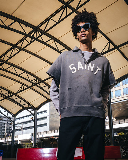 SAINT Mxxxxxx(セントマイケル) SM-MK8-0000-052 / SS HALF ZIP SWEAT / SAINT / CHARCOAL