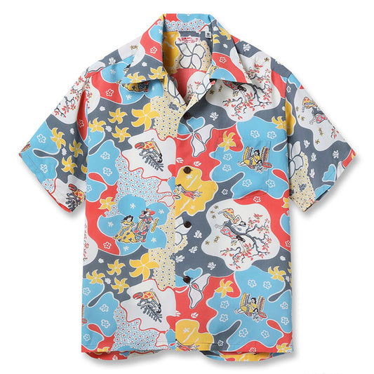 SUN SURF(サンサーフ) Lot No. SS39624 / RAYON HAWAIIAN SHIRT “PARADISE HULA”:115) GRAY