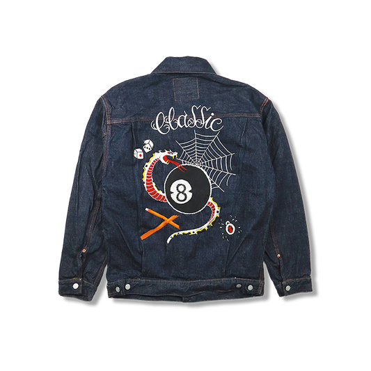 FULL COUNT(フルカウント)2102E Classic Tattoo Embroidery Type 2 Denim Jacket Original Drawing by “HORIDAI”