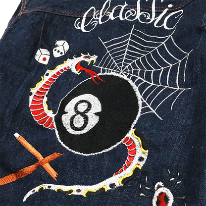 FULL COUNT(フルカウント)2102E Classic Tattoo Embroidery Type 2 Denim Jacket Original Drawing by “HORIDAI”