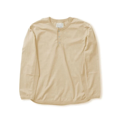 FULLCOUNT(フルカウント) 5222LH Flat Seam Heavyweight Longsleeve Henley T Shirt Ink.Blk Ecru