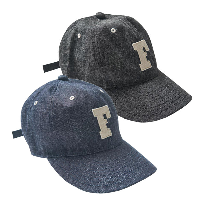 FULLCOUNT 6843 6Panel Denim Baseball ’F’ Cap Indigo Blue Black
