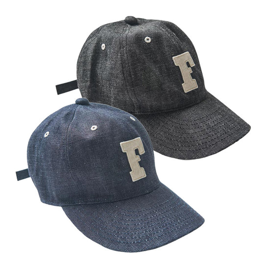 FULLCOUNT 6843 6Panel Denim Baseball ’F’ Cap Indigo Blue Black