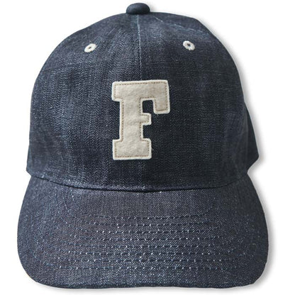 FULLCOUNT 6843 6Panel Denim Baseball ’F’ Cap Indigo Blue Black