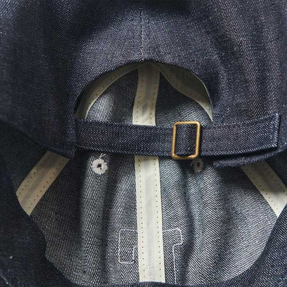 FULLCOUNT 6843 6Panel Denim Baseball ’F’ Cap Indigo Blue Black