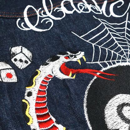 FULL COUNT(フルカウント)2102E Classic Tattoo Embroidery Type 2 Denim Jacket Original Drawing by “HORIDAI”