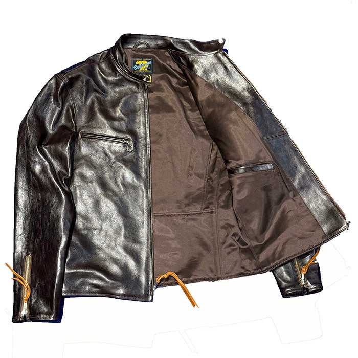 Rainbow Country(レインボーカントリー)HorsehideStand Collar Riders Jacket “Speedster” Seal Brown【RCL-10029】
