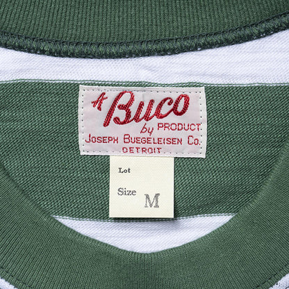 BUCO(ブコ)BUCO STRIPE TEE S/S:WHITE/GREEN