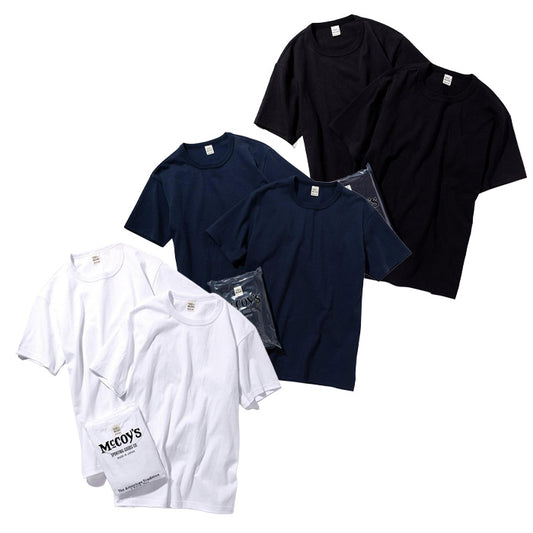 JOE McCOY MC20000 McCOY'S 2pcs PACK TEE WHITE NAVY BLACK